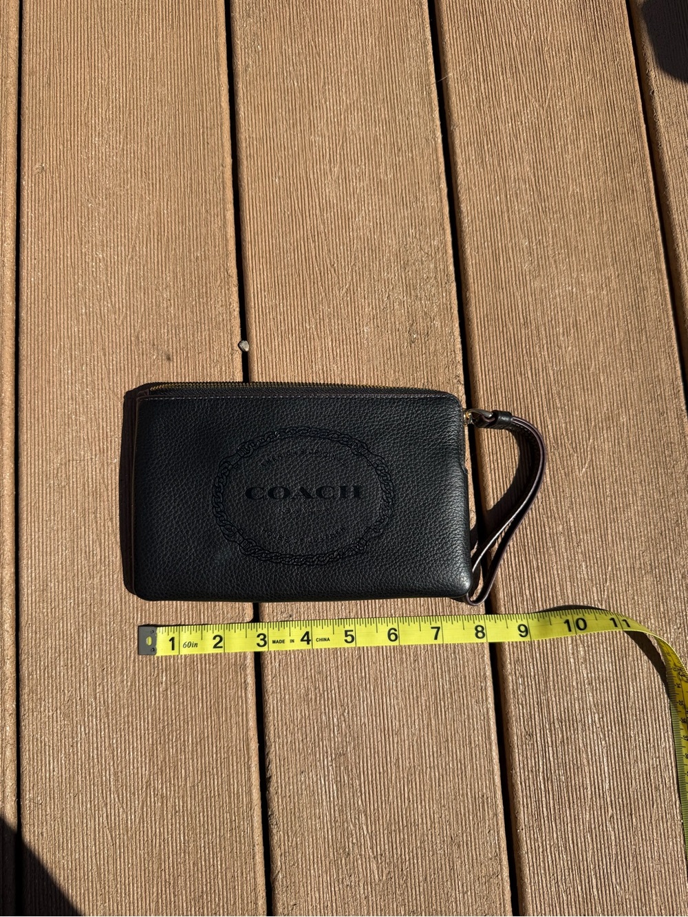 Coach Black Pebbled Leather Wristlet new without tags